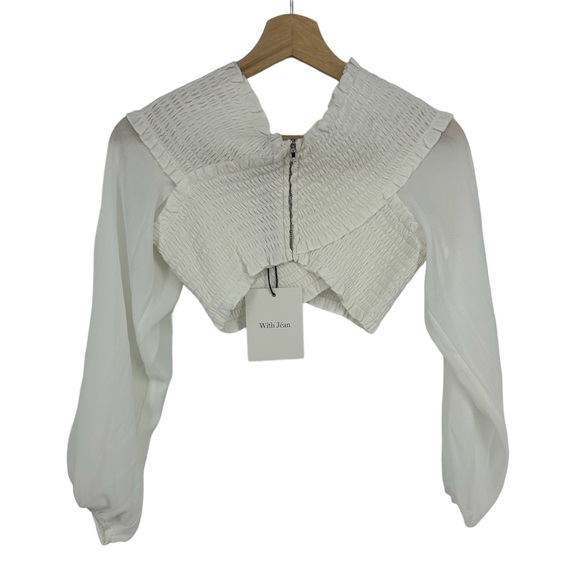 With Jean White Frances Ruched Top Bell Sleeves - Picture 5 of 5